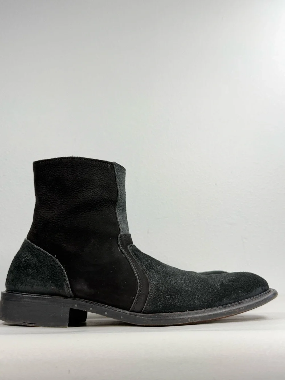 Men's Vintage MARK NASON Cross Boots Size 10.5 Black Zip Suede Made In Italy
